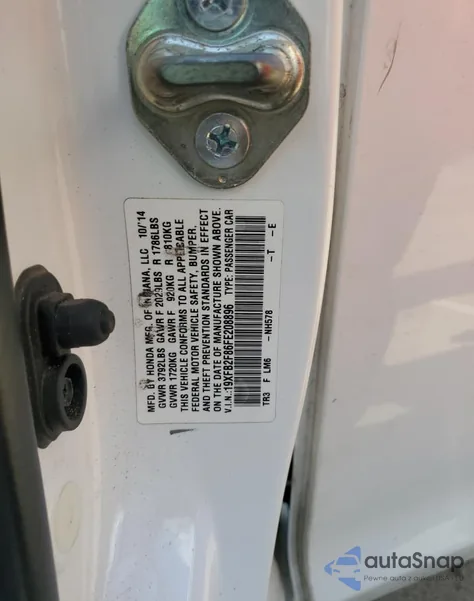 2015 Honda Civic Ex from USA, damaged, VIN 19XFB2F86FE208896